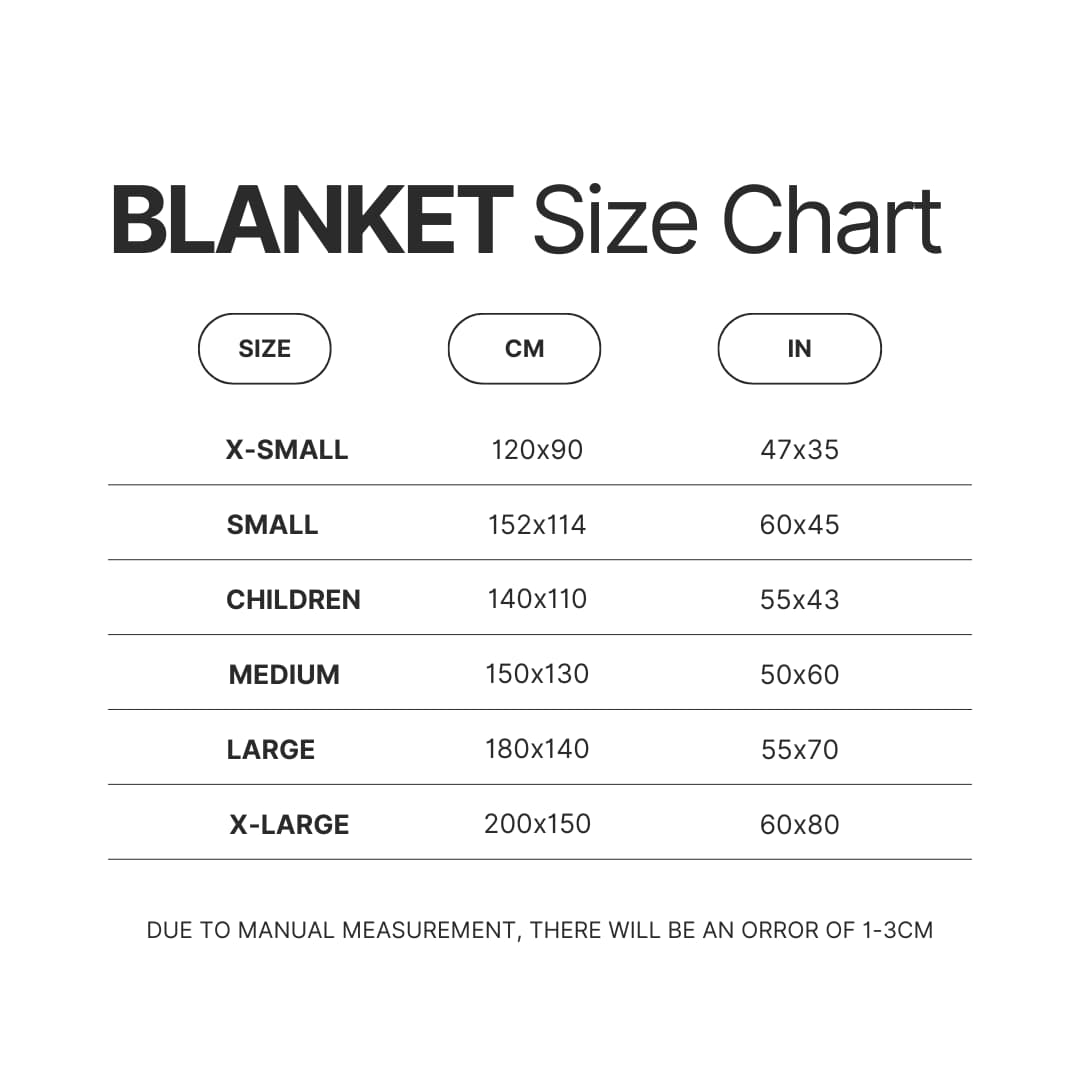 Blanket Size Chart - Record Of Ragnarok Store