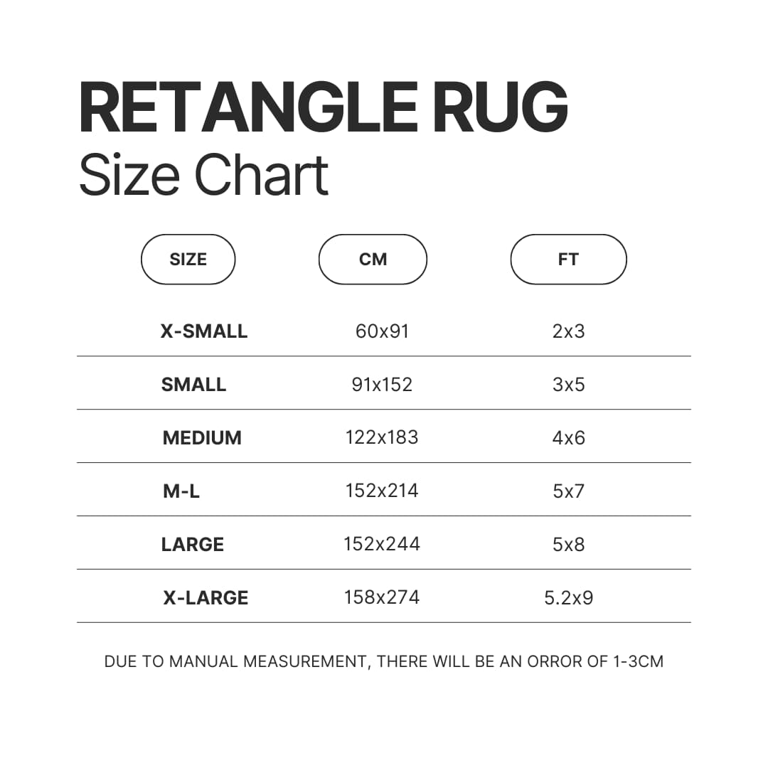 Retangle Rug Size Chart - Record Of Ragnarok Store