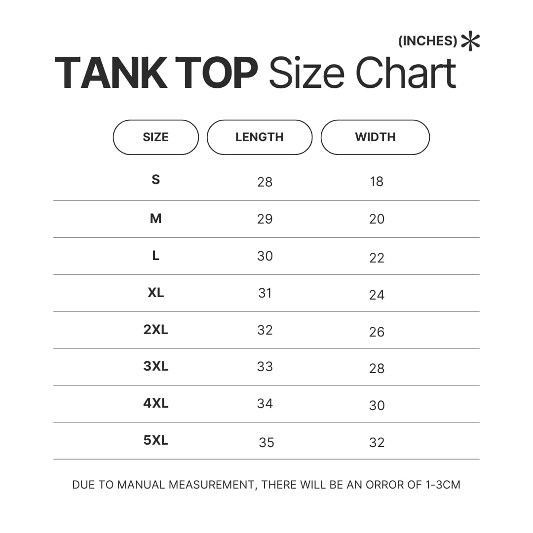 Tank Top Size Chart - Record Of Ragnarok Store