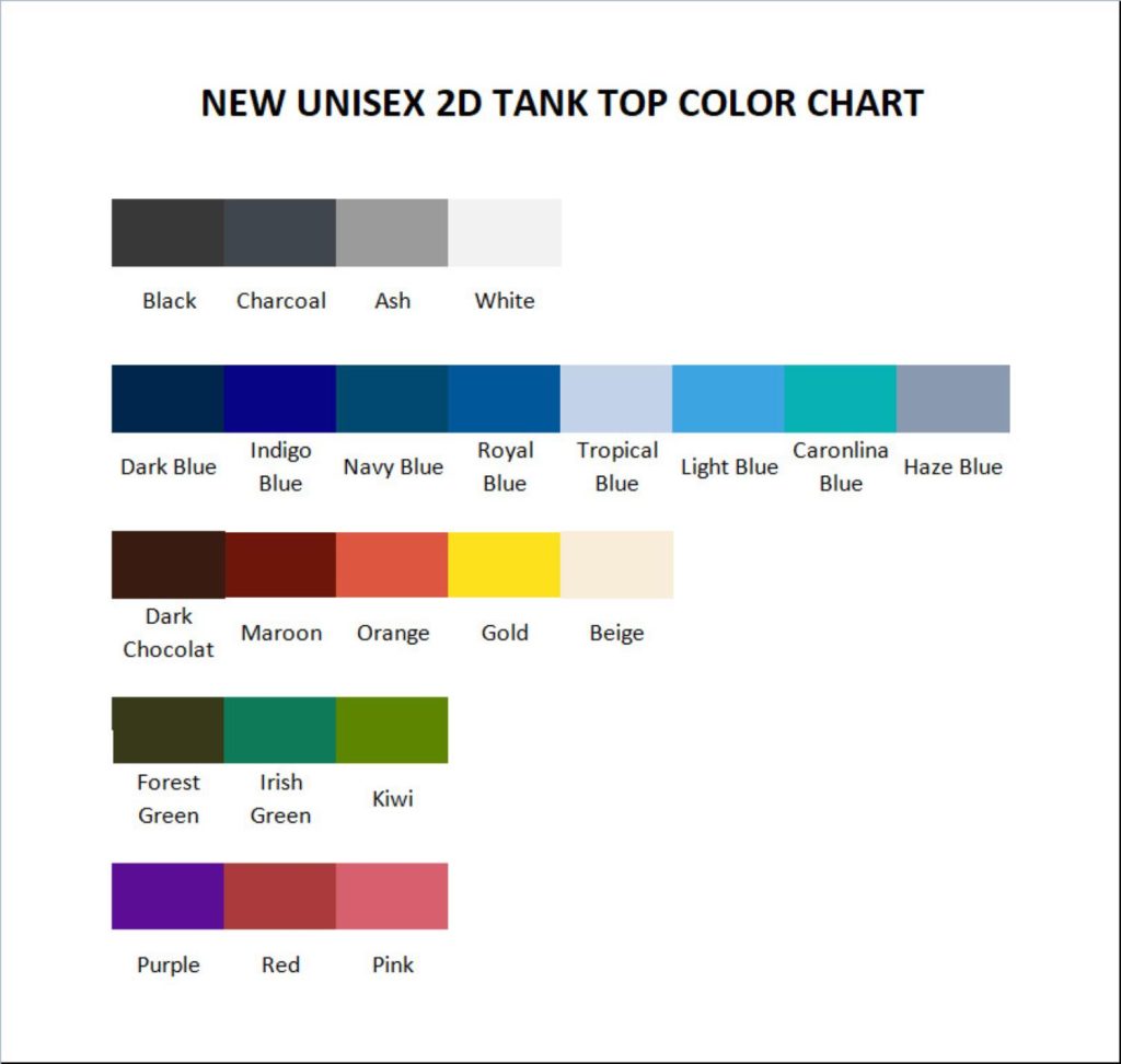 tank top color chart - Record Of Ragnarok Store